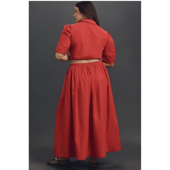 Anthropologie Maeve Pull-On Circle Skirt Sz Lg Red - Picture 6 of 10
